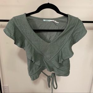 Green Ruffle Crop Top